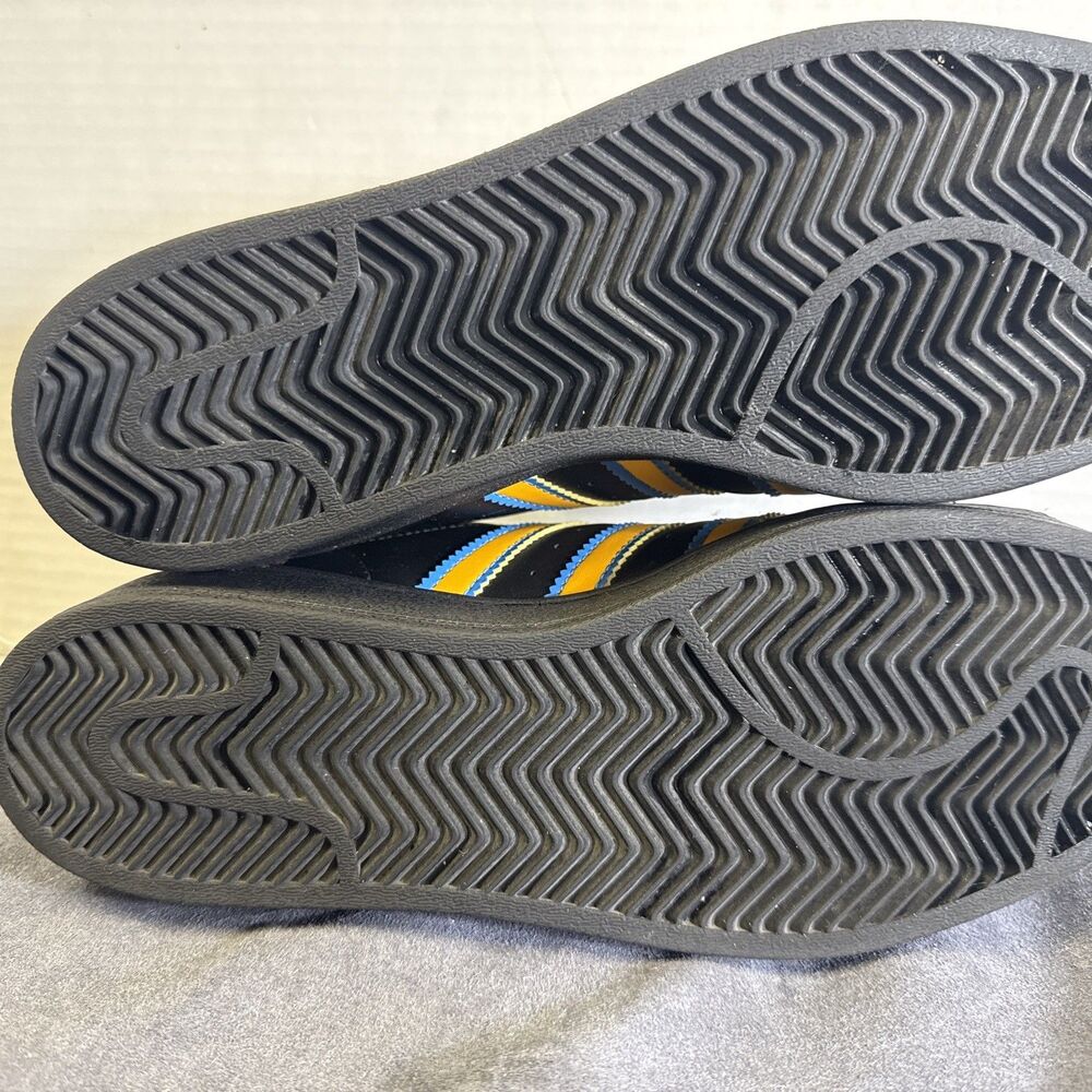 Adidas Superstar Mens Size 7 Black Gold Blue Athletic Lifestyle Shoes Sneakers - Picture 12 of 13
